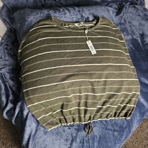 Max Studio Olive Striped Blouse